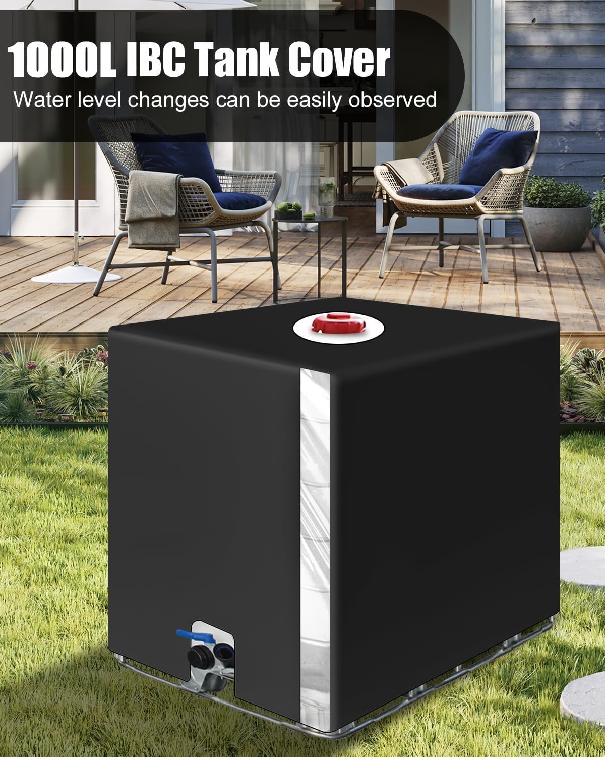 Bache pour Cuve IBC 1000L,Bâche Recuperateur d Eau de Pluie avec Film Transparent, Anti-UV Anti-Poussière Bache Couvercle Housse de Protection Cuve - 5