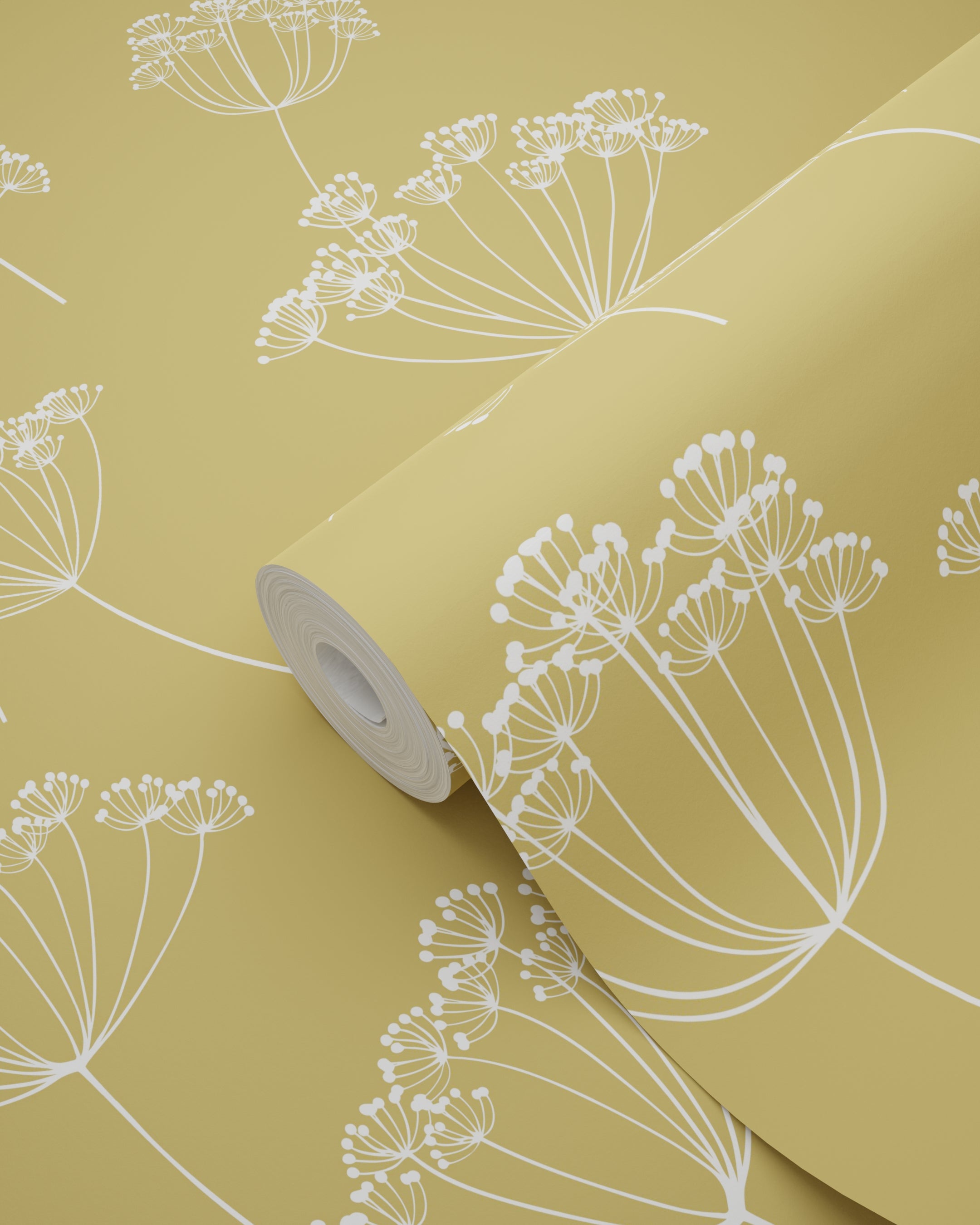 Papier peint ombelles jaune ocre et blanc - 53 cm x 10.05 m - ESTAhome - 9