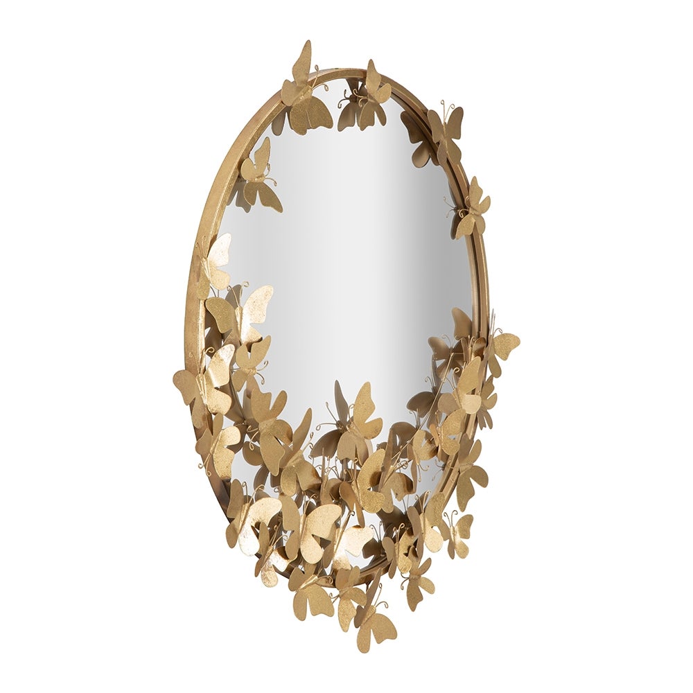 Specchio rotondo da parete dorato con farfalle decorative 74cm Butterfly S - 3