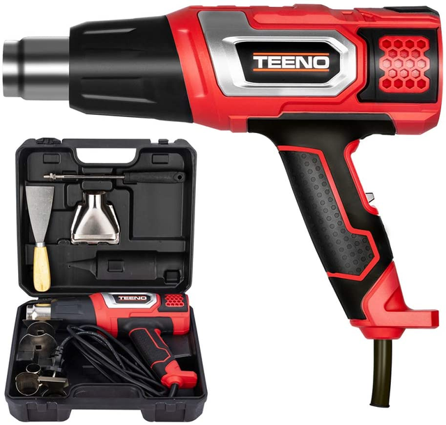 TEENO Décapeur thermique 2000W Pistolet à Air Chaud coffret avec 8 accessoires
