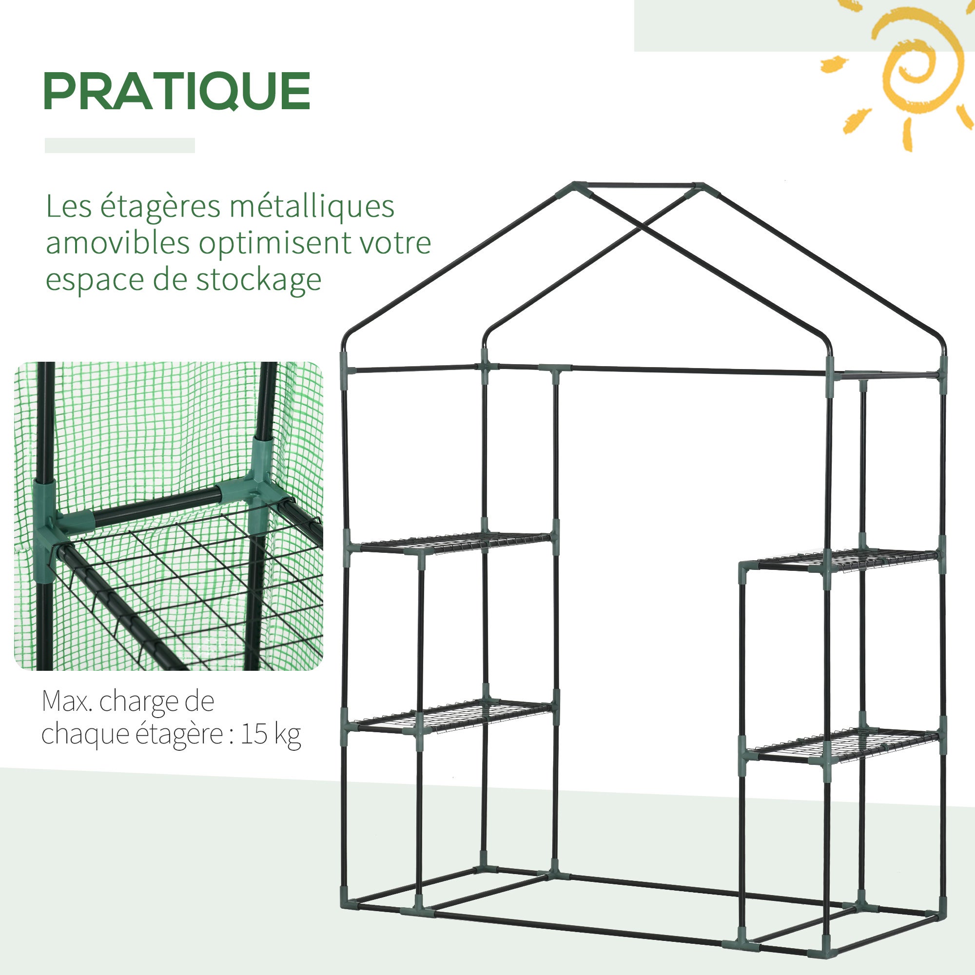 Serre de jardin PE Outsunny - 7
