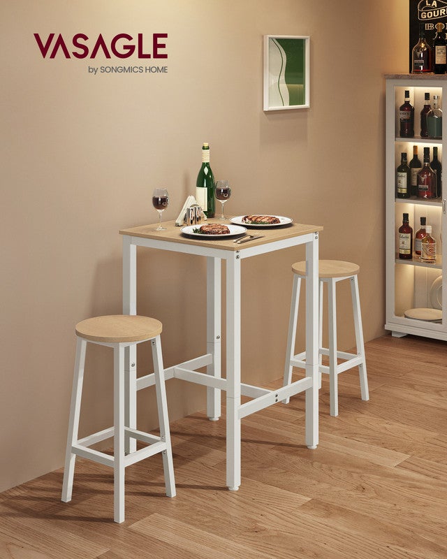 MAYMA Table De Bar Carrée Industrielle Rétro 60x60x75cm - Table Haute Cuisine Bois & Pieds Métal, Charge 120kg