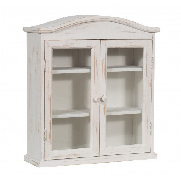 Biscottini mueble de cocina de madera 48x42x15 cm | shabby chic vitrina blanca 3 estantes | mueble de baño blanco 2 puertas | mueble de baño colgante