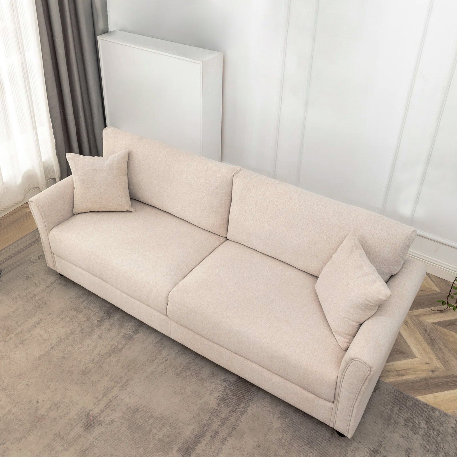 Divano 3 Posti con Rivestimento in Tessuto Beige Premium Sofa Relax 212x75x87 cm - 4