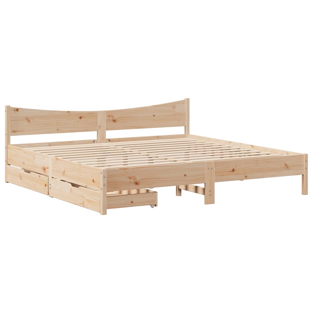 Lit Double Lit Adulte Cadre De Lit Avec Tiroirs X Cm Bois De