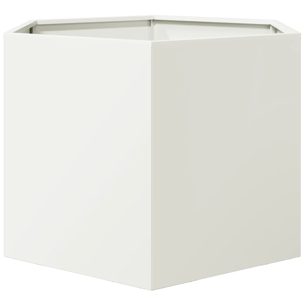 Maison Exclusive - Jardinera hexagonal acero blanco 69x60x45 cm - 4