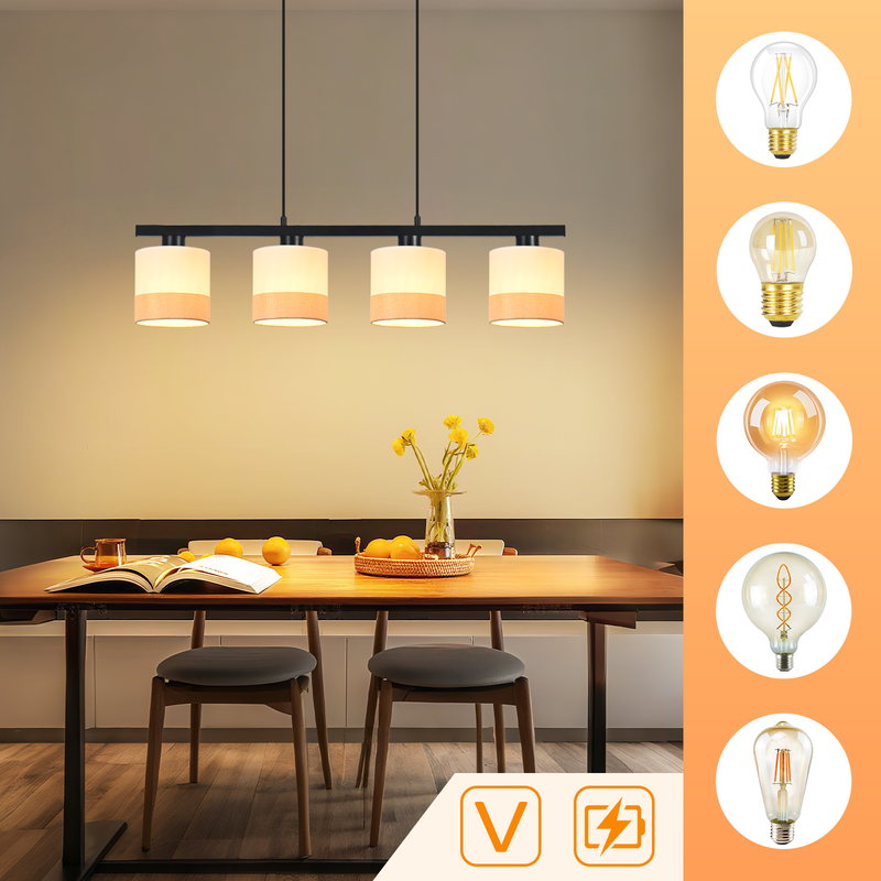 Kit Lampada A Sospensione Vintage Con Plug-In, Nero, Attacco E27, Cavo Intrecciato Da 4,5 Metri Con Interruttore - Perfetto Per Cucine E Locali - KIT04BPG