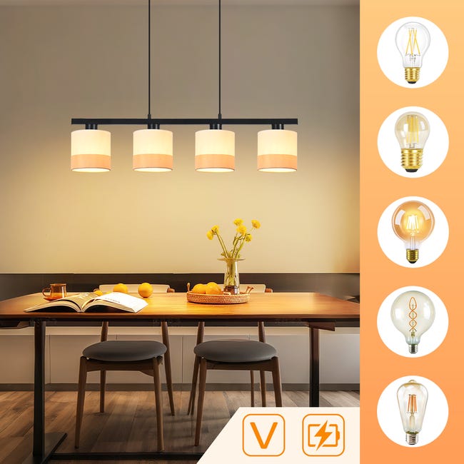 Kit Lampada A Sospensione Vintage Con Plug-In, Nero, Attacco E27, Cavo Intrecciato Da 4,5 Metri Con Interruttore - Perfetto Per Cucine E Locali - KIT04BPG