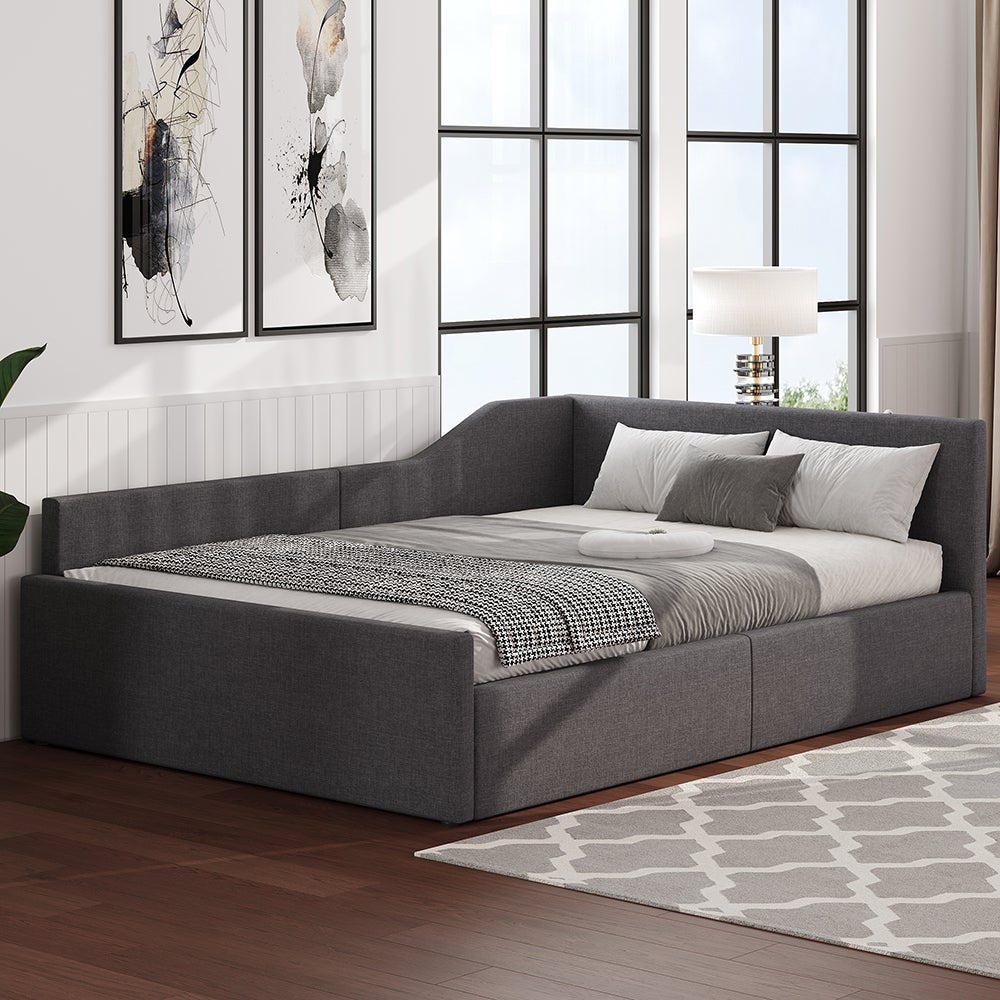Rozkładana sofa 140 x 200 cm z miejscem do przechowywania, szara - 2