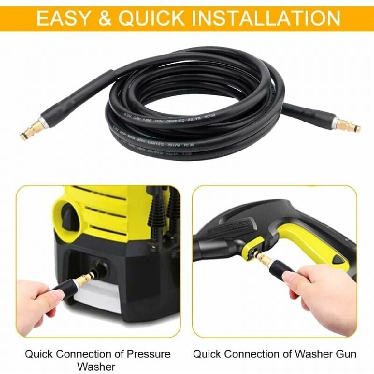 Tubo Ricambio Per Idropulitrice Ad Alta Pressione Da 30 M Per Karcher K2-K7, Kit Pulizia Scarico Con Attacco Rapido Blu, 400 Bar
