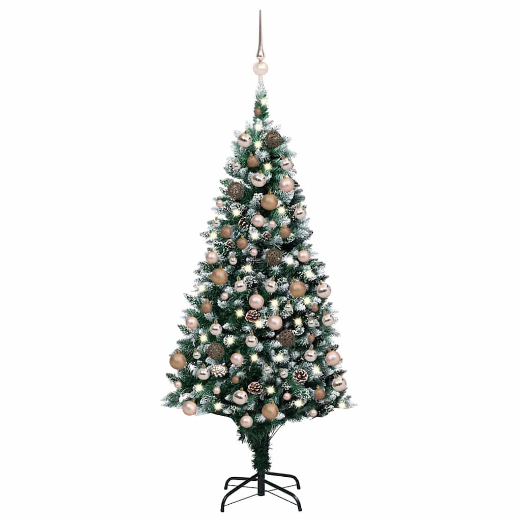 Sztuczna choinka z LED, bombkami i szyszkami, 150 cm vidaXL