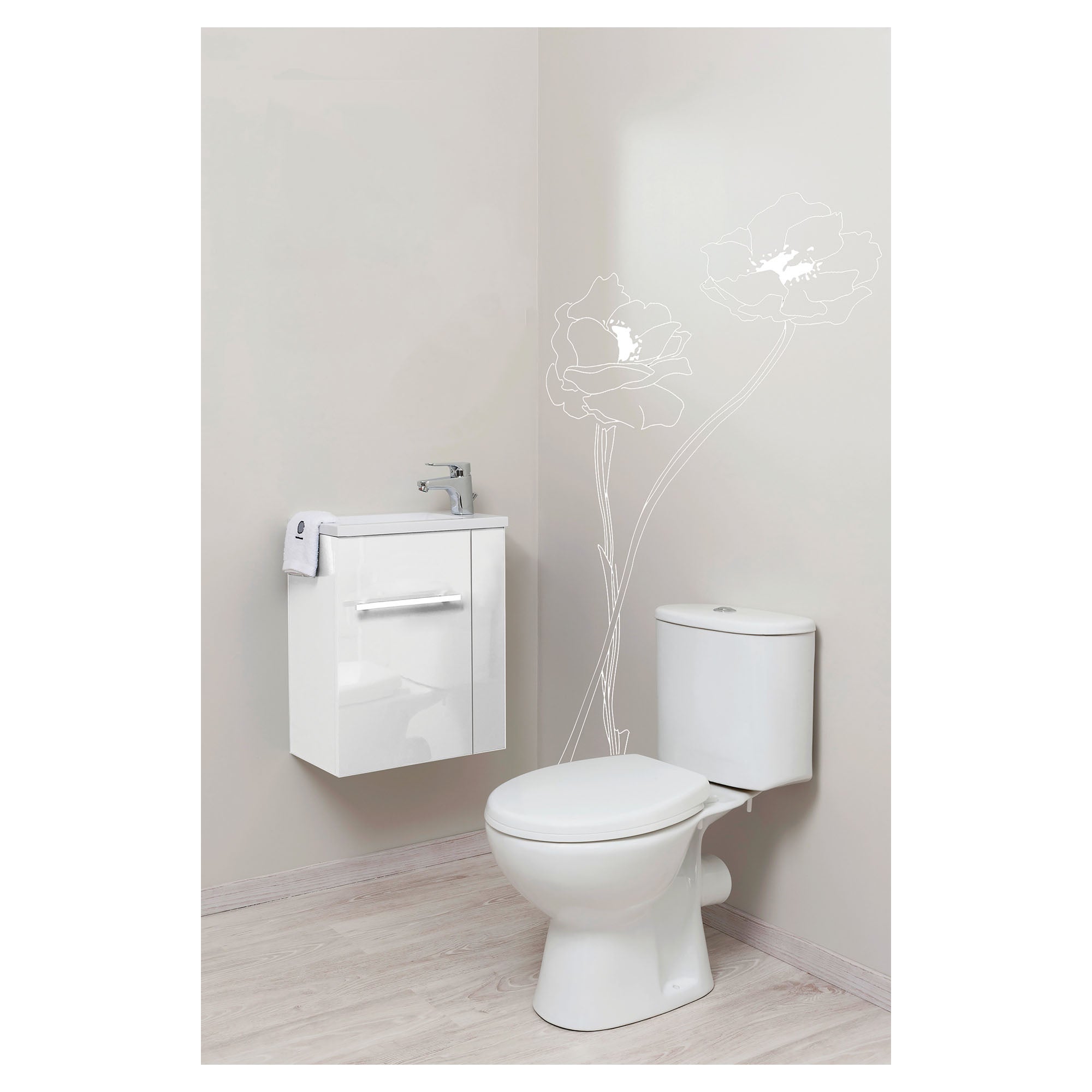 ONDEE ZEN - Lave-mains compact SAM - 40cm - Blanc - Laqué - Livré en kit - 7