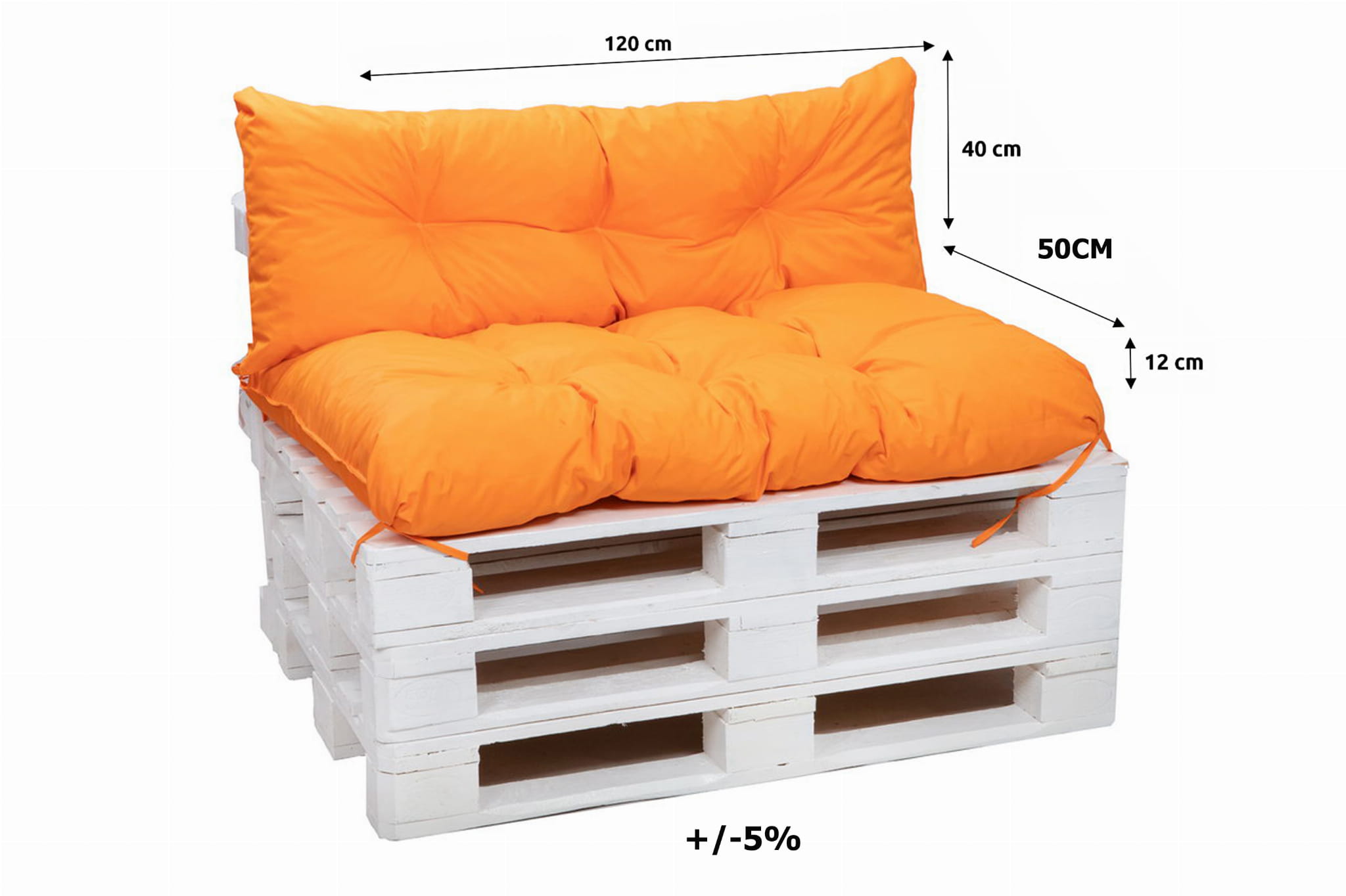 Set coussins pour palettes 120x50 avec dossier 120x40 orange – coussins extérieurs pour canapé palette, matelas de jardin épais - 2