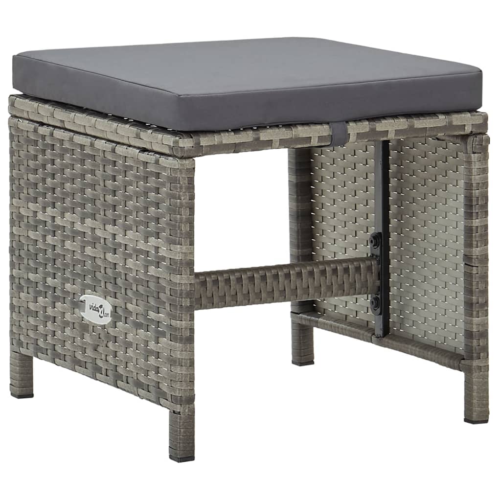 Maison Exclusive - Sgabelli da Giardino 4 pz con Cuscini in Polyrattan Grigio - 7