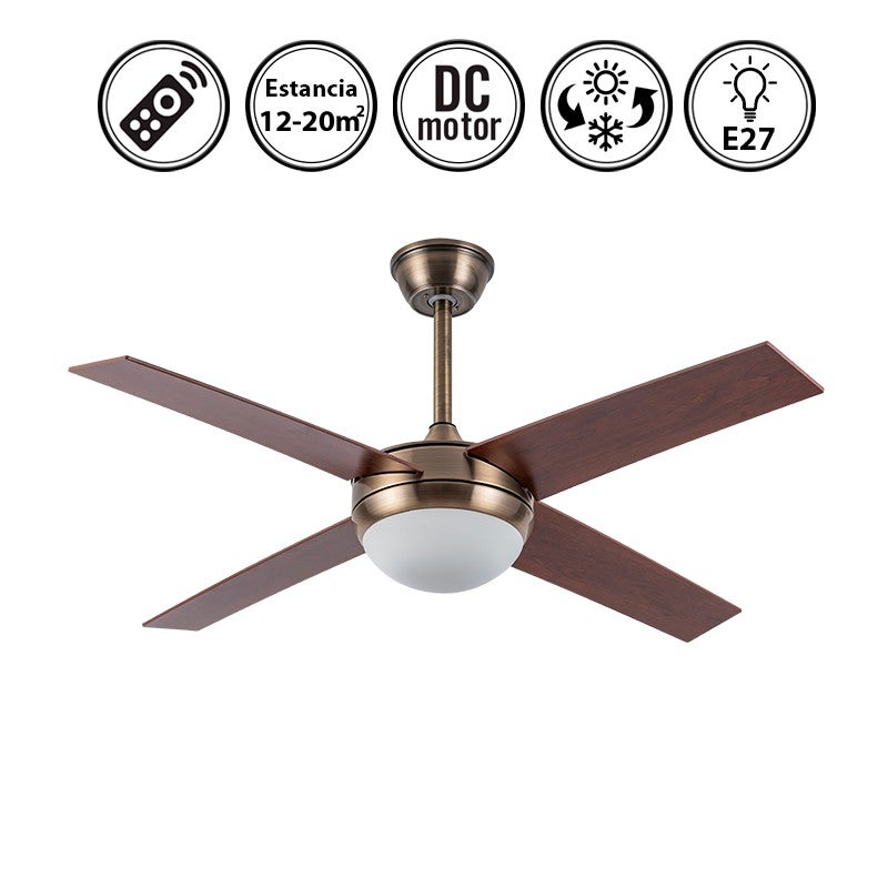 Ventilateur en cuir de noyer DC CIRO E27 avec télécommande Fabrilamp - 6