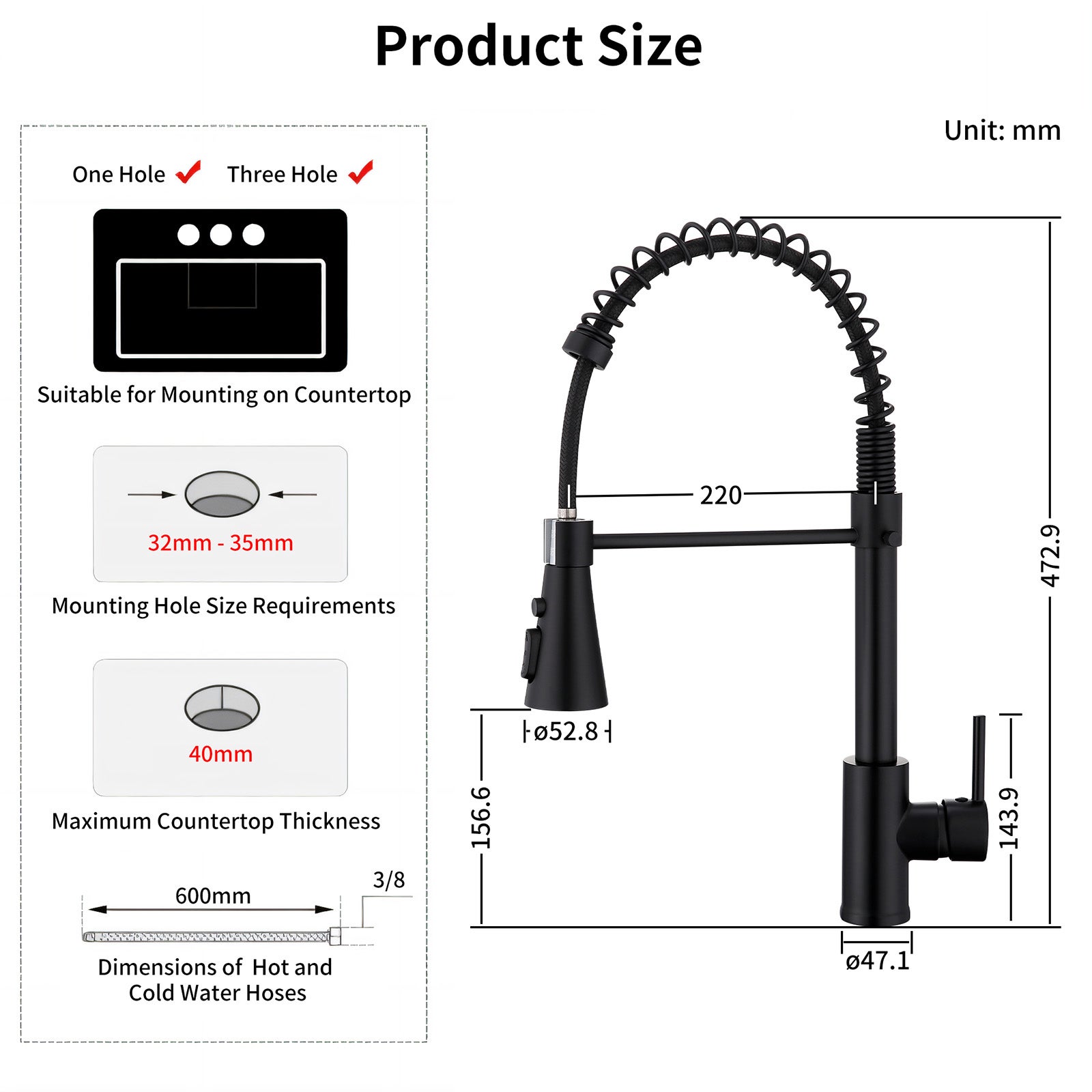 Miscelatore da cucina con molla di spruzzo Rubinetto da cucina Rubinetti da cucina Rubinetto per lavello con rotazione a 360° 4 getti Scelta di - 5