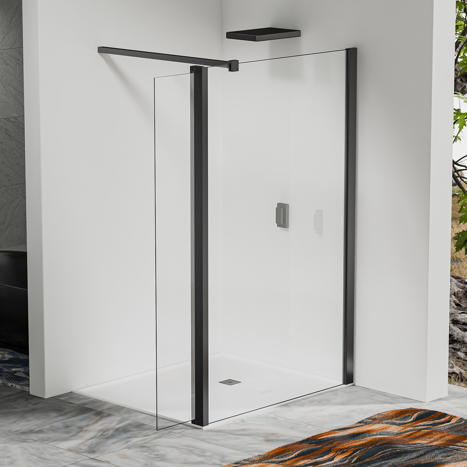 Paroi De Douche Italienne Style Atelier En Noir Mat