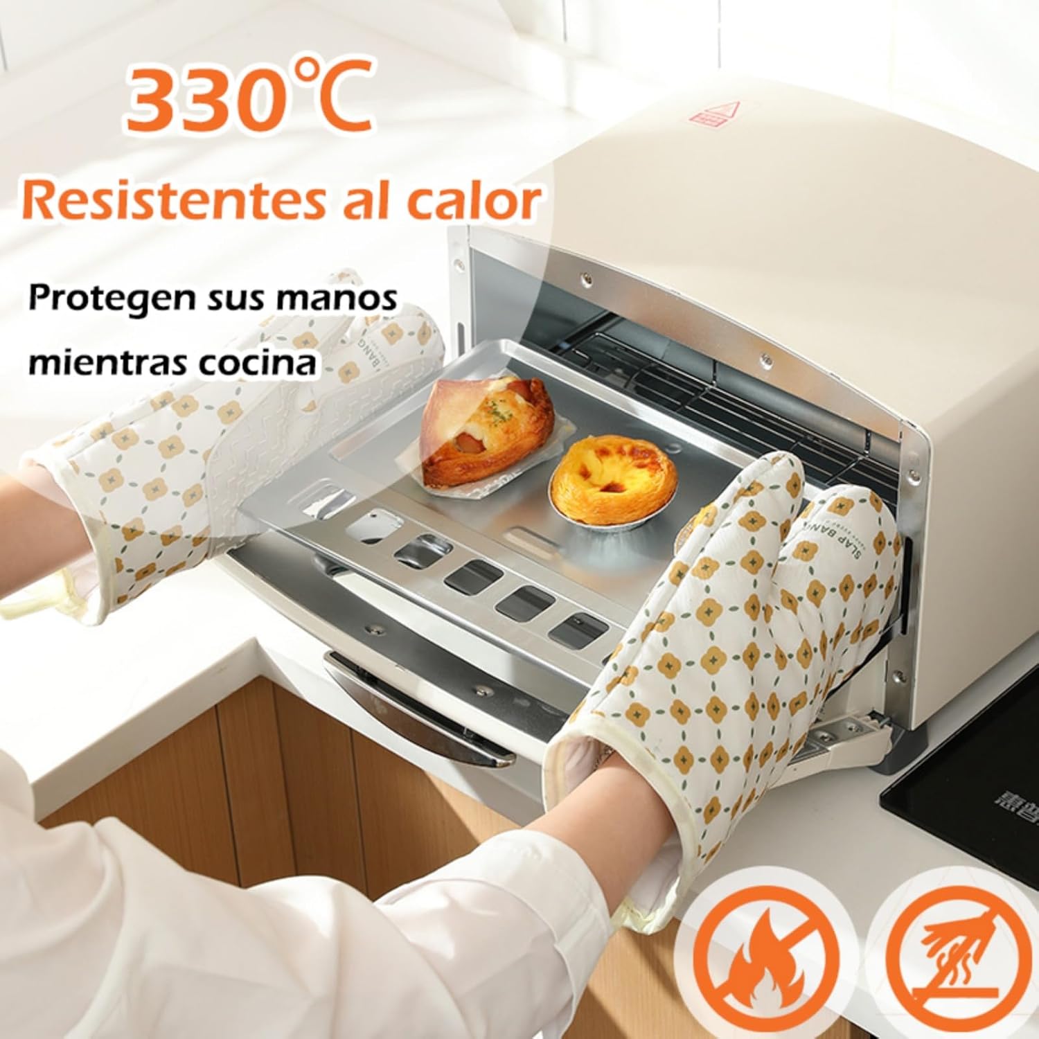 Gants de Four, Lot de 4 Gants et Maniques de Cuisine Résistants à la