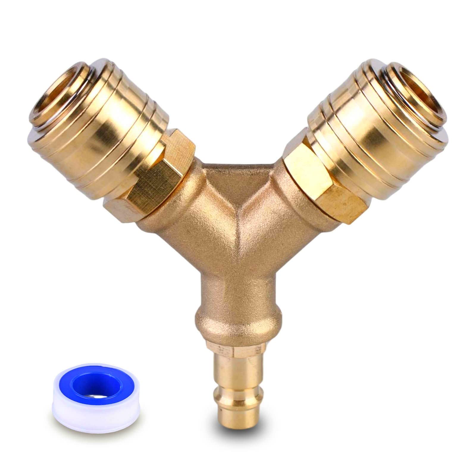 Distributore Aria Compressa 4 Vie - Attacco Rapido Filettatura NPT 1/4" Per Utensili Pneumatici - In Ottone Zincato