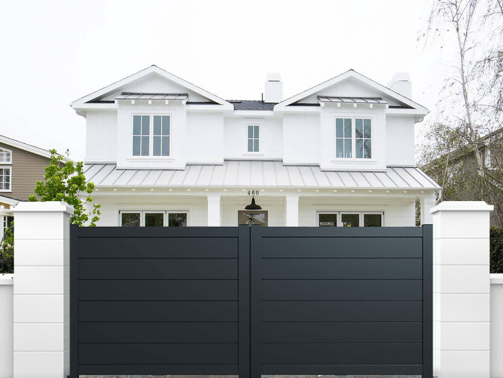 Portail aluminium coulissant plein en kit dimensions L.3500 (entre piliers) X H.1700 mm Couleurs Gris (RAL 7016) - 6