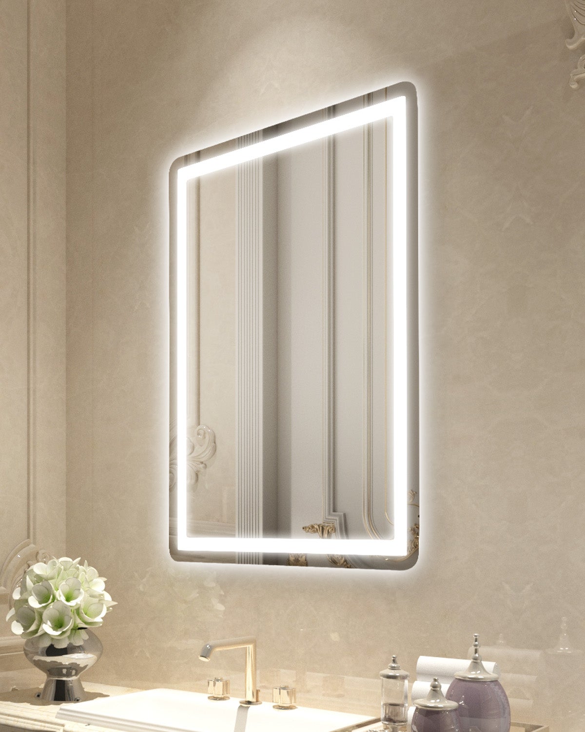 Lustro łazienkowe LED Lustro kosmetyczne 3 kolory montowane na ścianie 60x80cm VEVOR