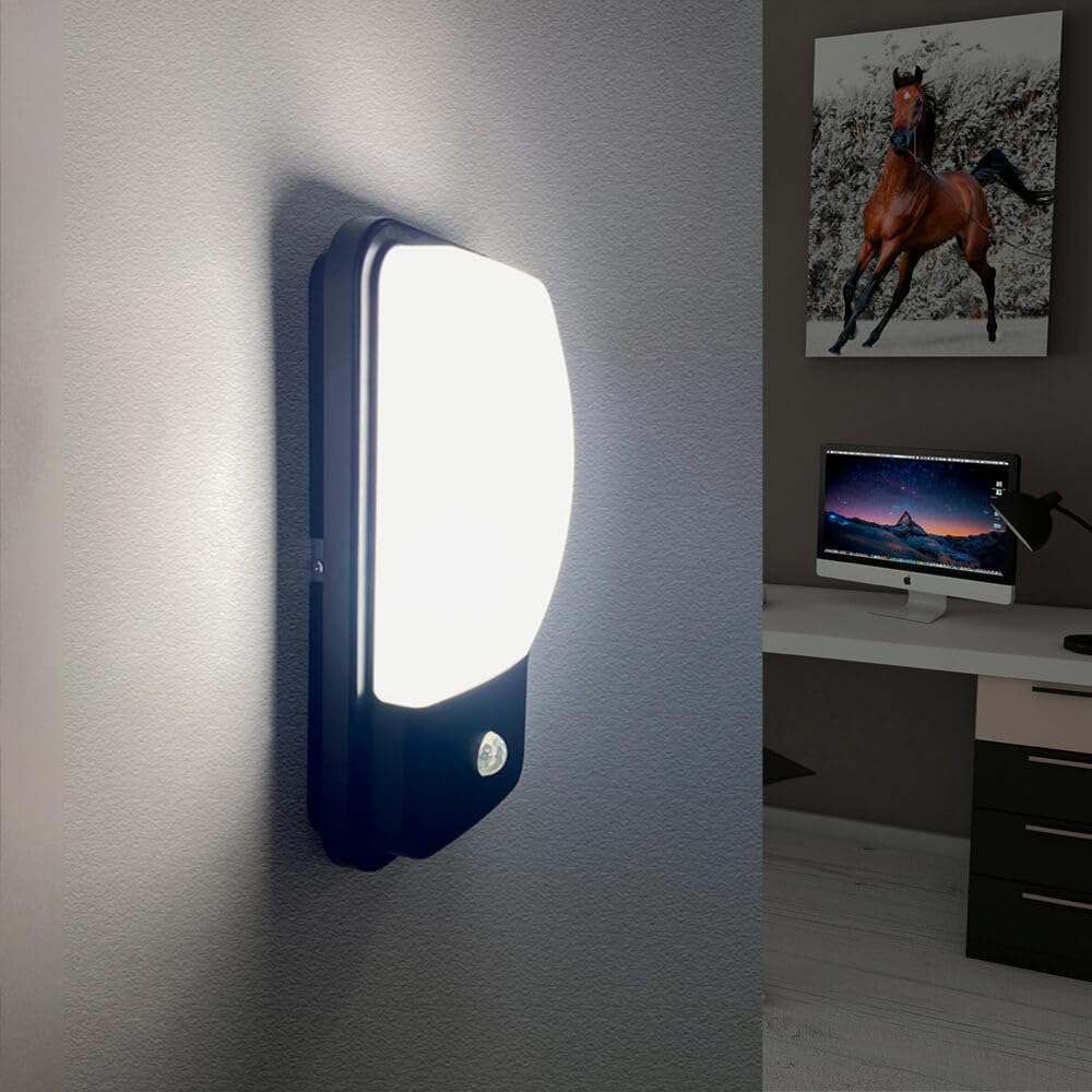 Applique LED Da Esterno Con Sensore Di Movimento TEKHOME – 10W 1000LM, CCT Regolabile 2700K-6500K, Impermeabile IP54, Moderna In ABS+PC, Per Giardino E Ingresso (nera)