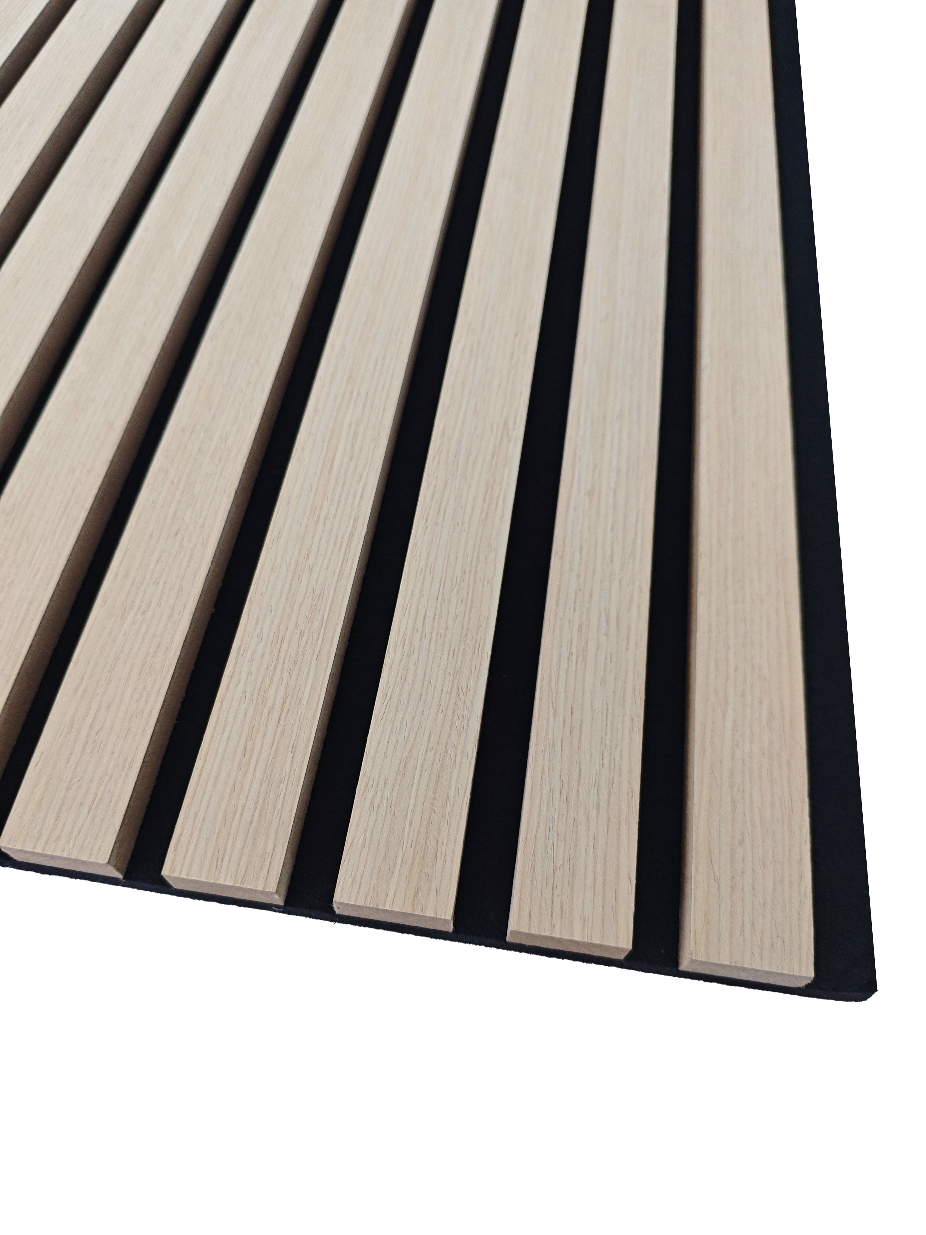 Lot de 3 Panneaux Muraux Décoratifs Acoustiques Bois MDF 260x30cm couleur chêne AntiBruit, Facile à Poser - 4