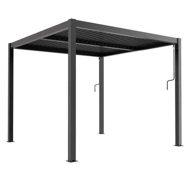 Gazebo pergola Bioclimatica con struttura in alluminio, tetto lamellare orientabile, da giardino e veranda / Antracite / 4 x 4 mt