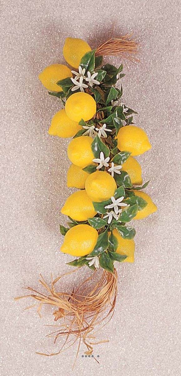 MSUIINT Lot De 3 Guirlandes De Citrons Artificiels Jaunes Avec Feuilles Vertes - Décoration Fraîche