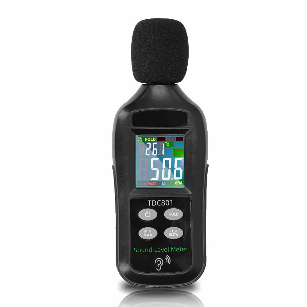 Miernik decybeli, tester hałasu 35dB-135dB cyfrowy odczyt sonometru, cyfrowy pomiar hałasu sonometru LCD