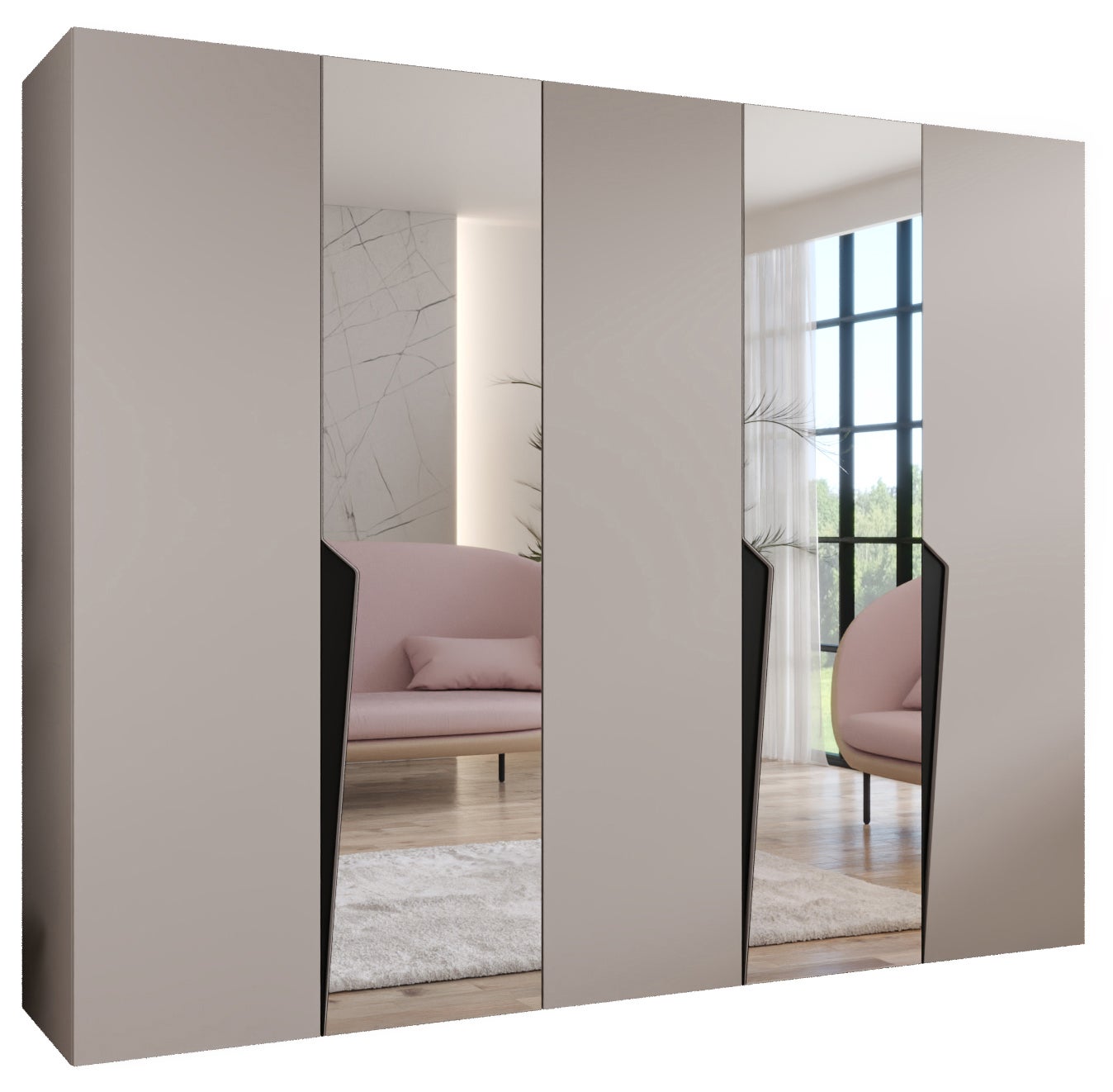 Szafa uchylna otwierana Piano 2 250 x 52 x 202 cm kaszmir + u. czarny