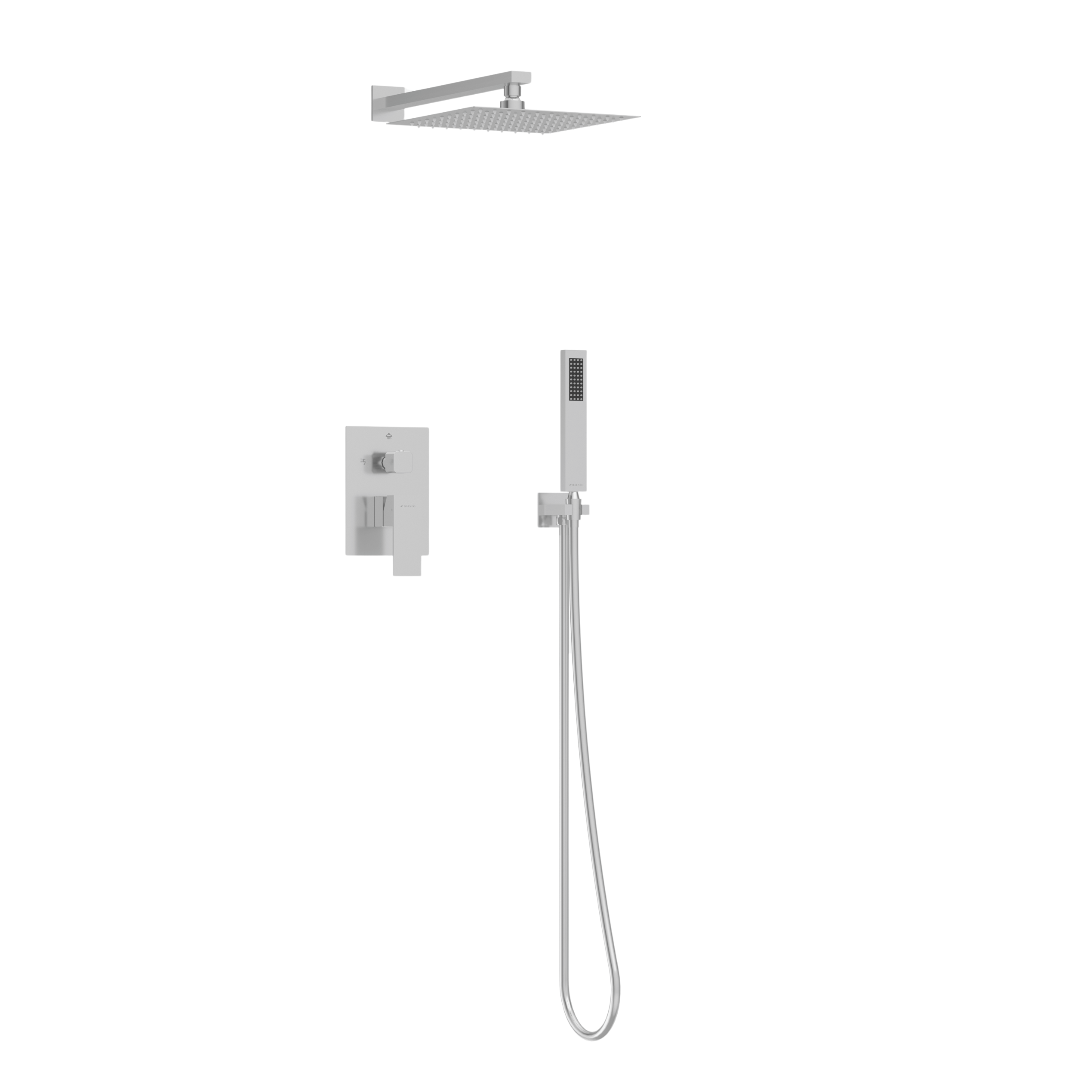 BALNEO Bateria prysznicowa z deszczownicą i słuchawką prysznicową szczotkowana stal nierdzewna srebrna | System prysznicowy CASCADE INOX