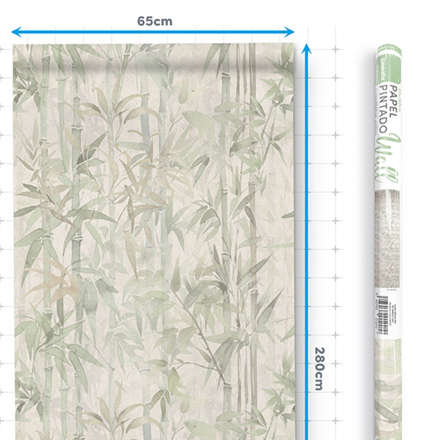 Papel de parede vinílico autoadesivo Bamboo Light. Impermeável. Ideal ...