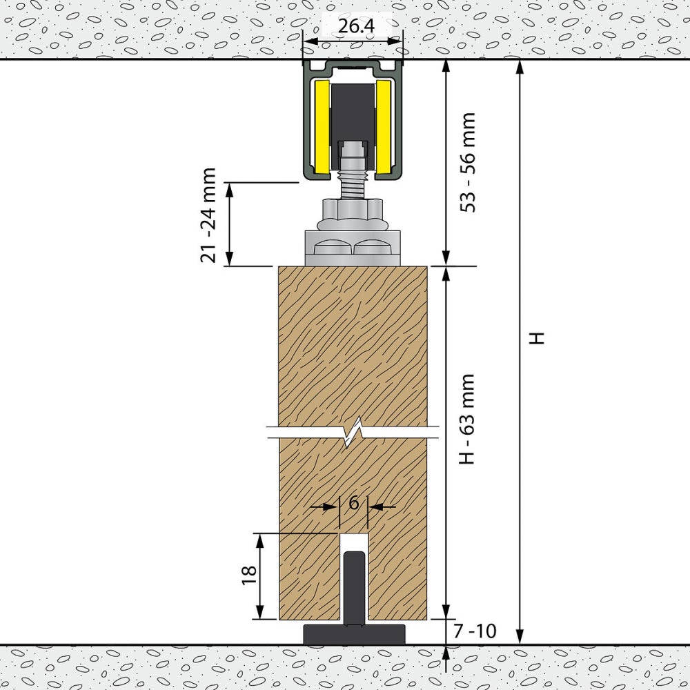 Système coulissant SLID'UP 1100 pour une porte de séparation - 2 rails raccordables 1 m - 80 kg - 6