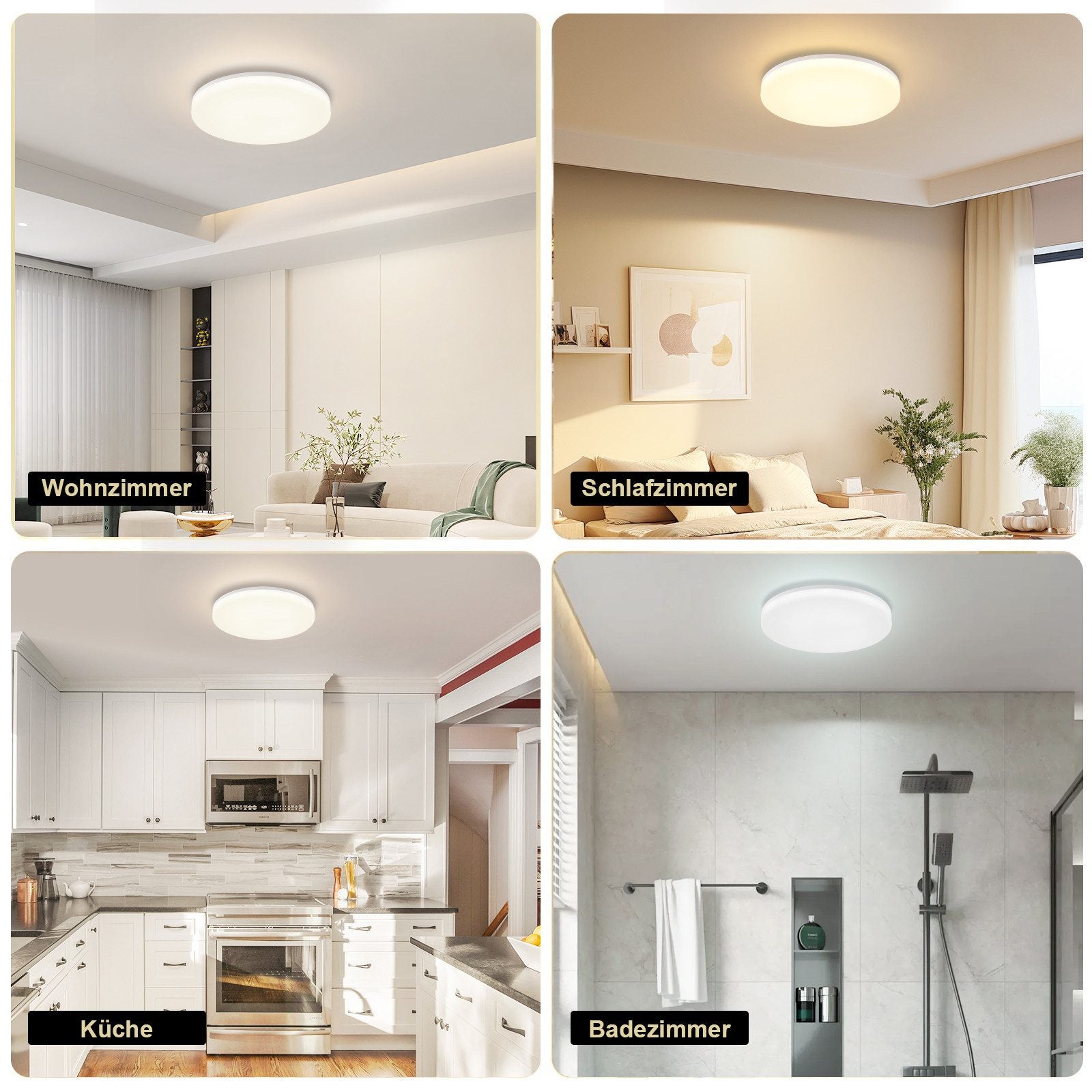 NETTLIFE Plafonnier LED 18W 22CM Rond IP54 Plat Dimmable Chambre Salle de Bain Lampe avec Télécommande pour Couloir de Cuisine - 7