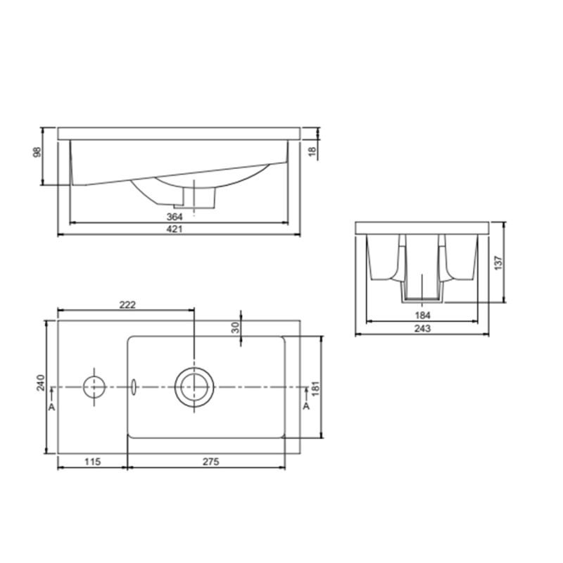 Meuble lave-mains SAFIA avec vasque et miroir - Gris - 8
