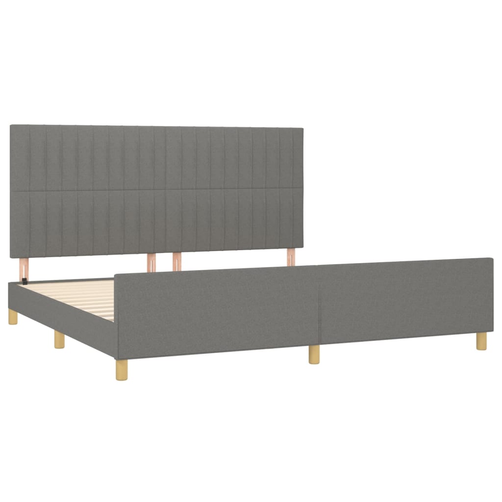 Cadre de lit sans matelas gris foncé 200 x 200 cm tissu - 4