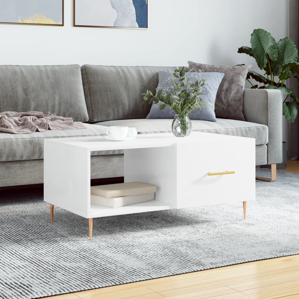 Table Basse Blanc Brillant