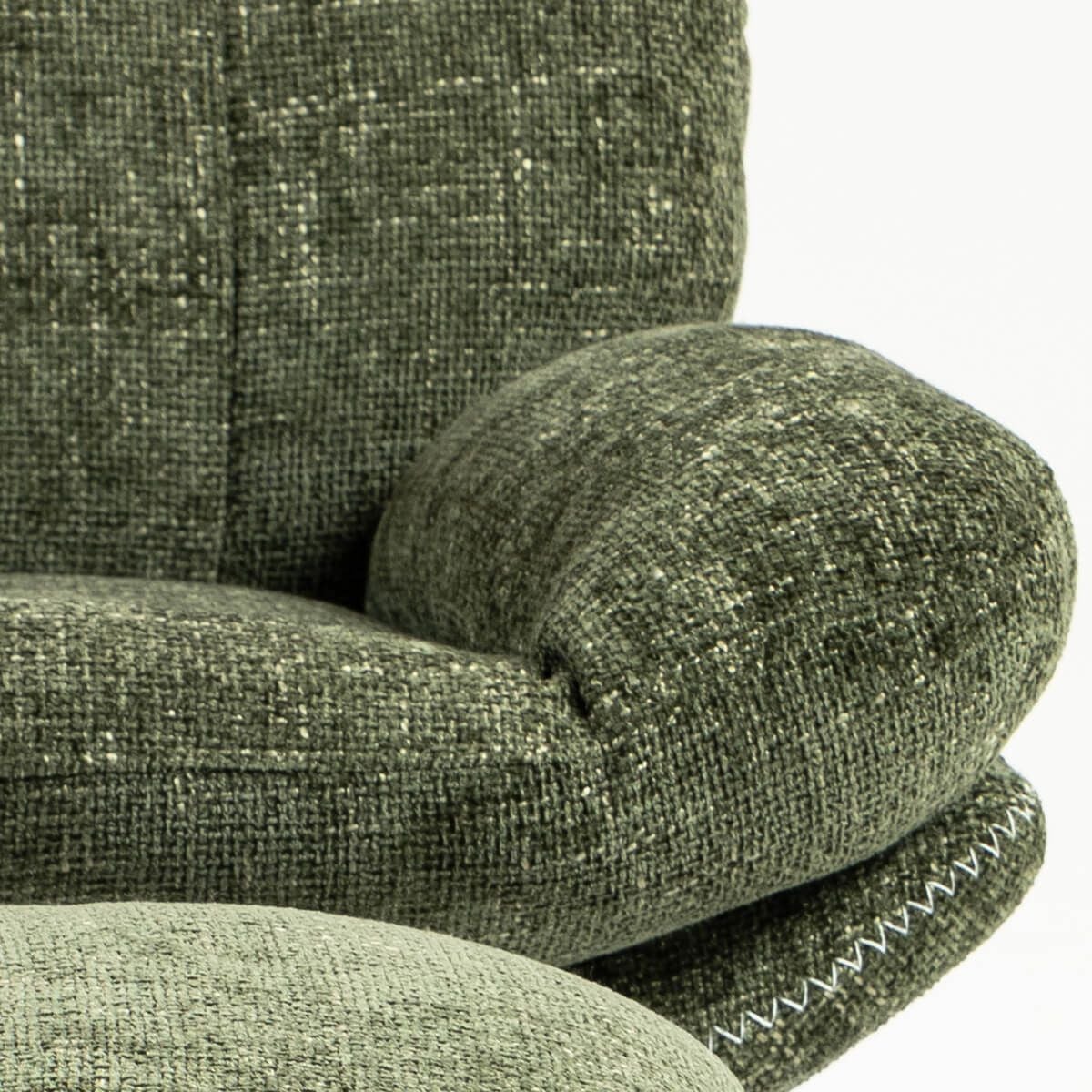 LOAM - Fauteuil Pivotant Inclinaison Réglable avec Repose Pieds Tissu Vert - 4