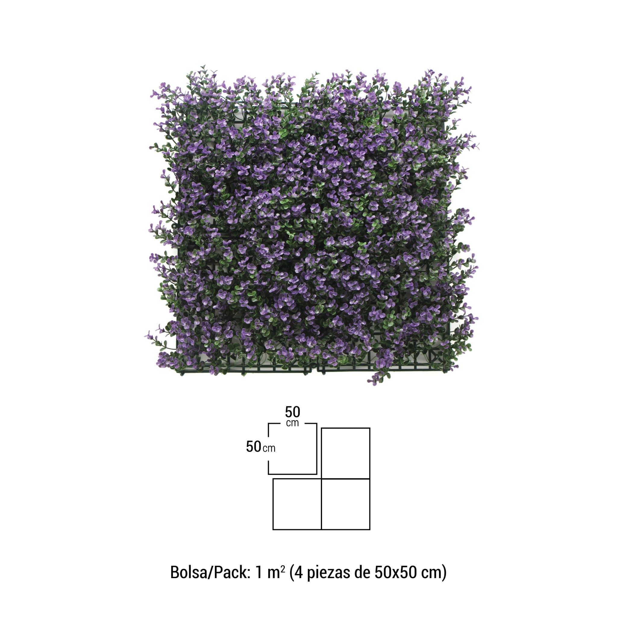 Bonerva | Jardín Vertical Artificial Lavanda | Pack 1m² (4 piezas 50x50cm)| Planta artificial decoración oficina, hotel, restaurante - 2