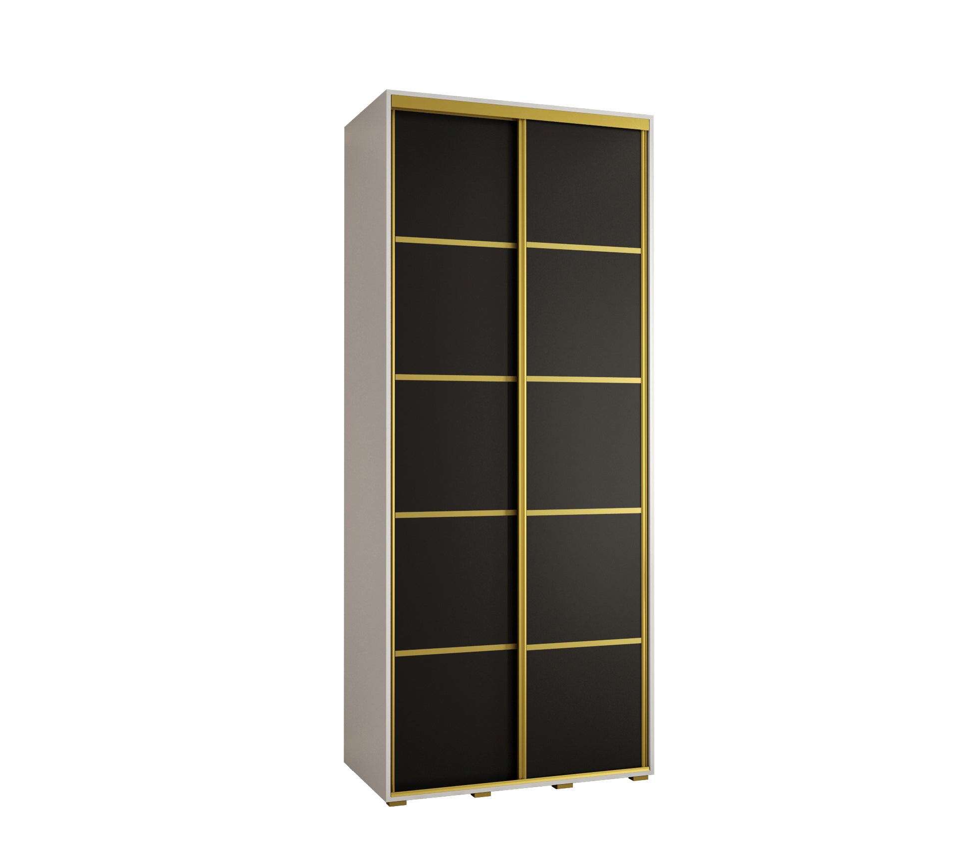 Szafa przesuwna wysoka Davos 4 120 x 60 x 235,2 cm biały + czarny + u. złoty - Abiks Meble