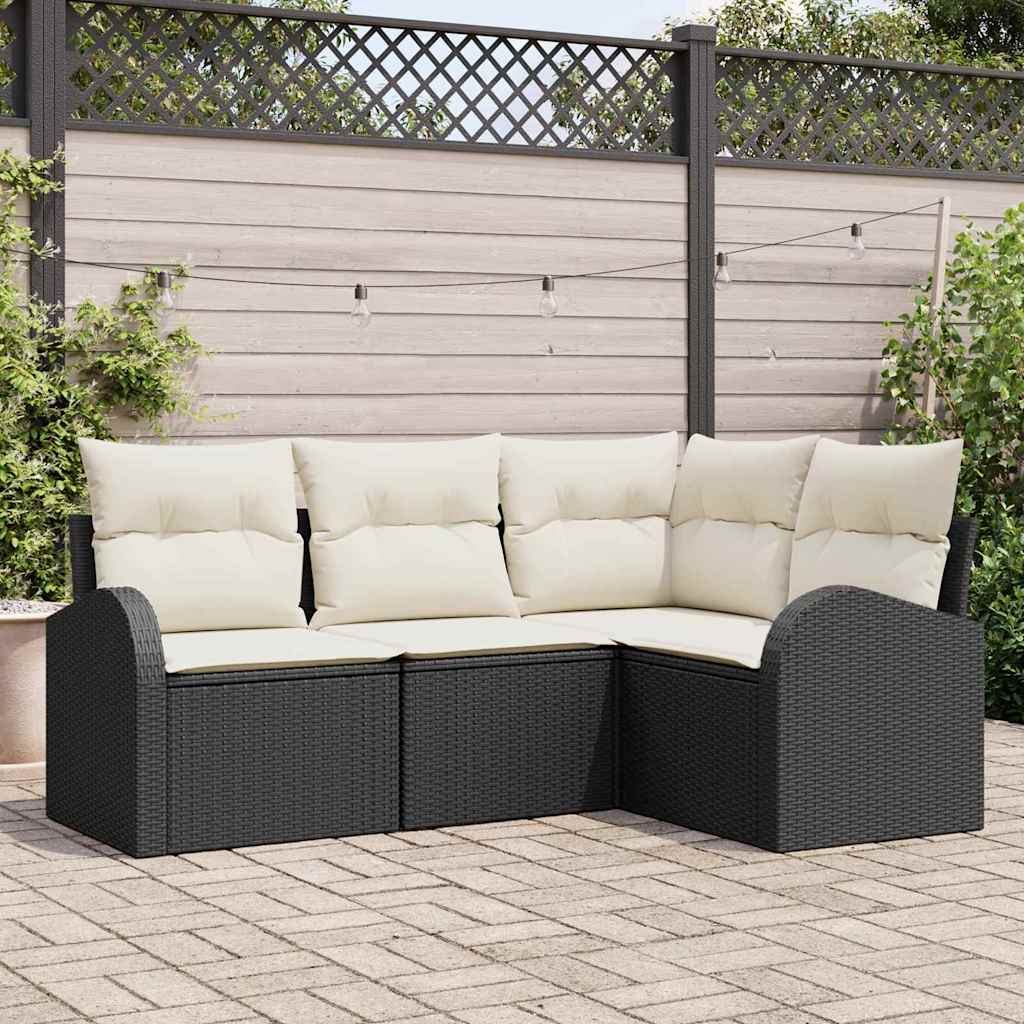Zestaw Sof na Ogród 4 pcs Czarny polirattan vidaXL