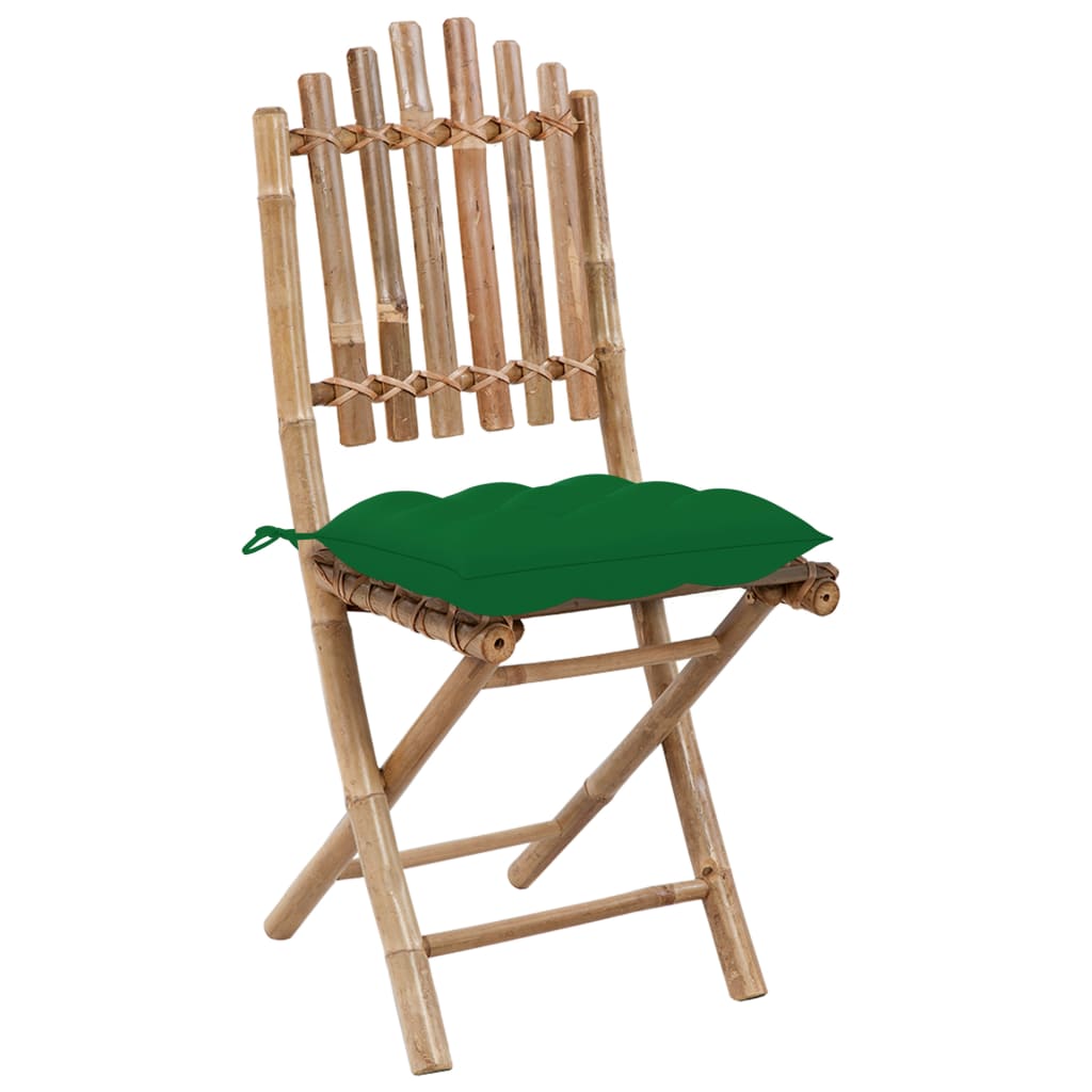 Chaises pliables de jardin 2 pcs avec coussins Bambou 21 - 3