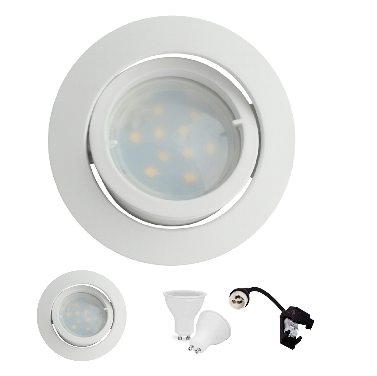 Lot de 6 Spot Led Encastrable Complete Blanc Orientable lumière Blanc Chaud eq. 50W ref.13 - 2