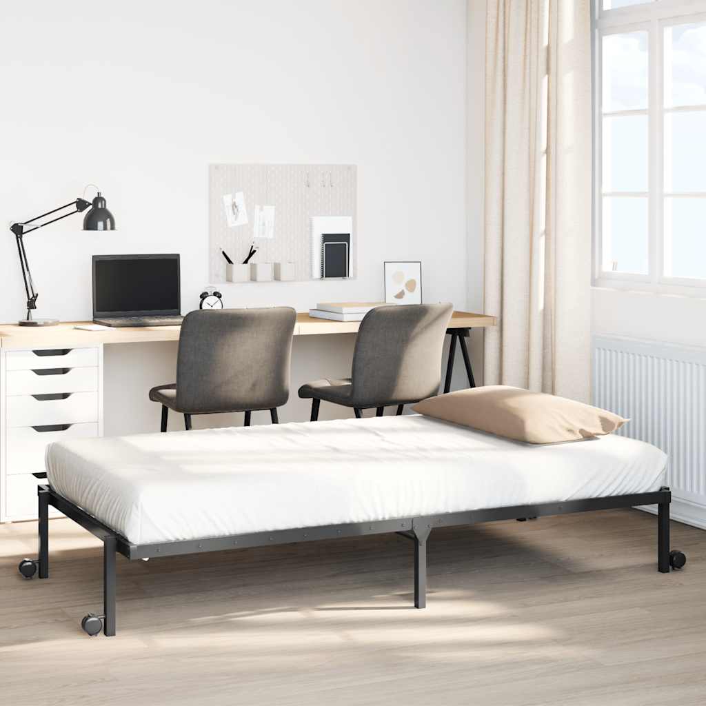 Rama łóżka bez materaca składana czarna 90x200 cm stalowa vidaXL