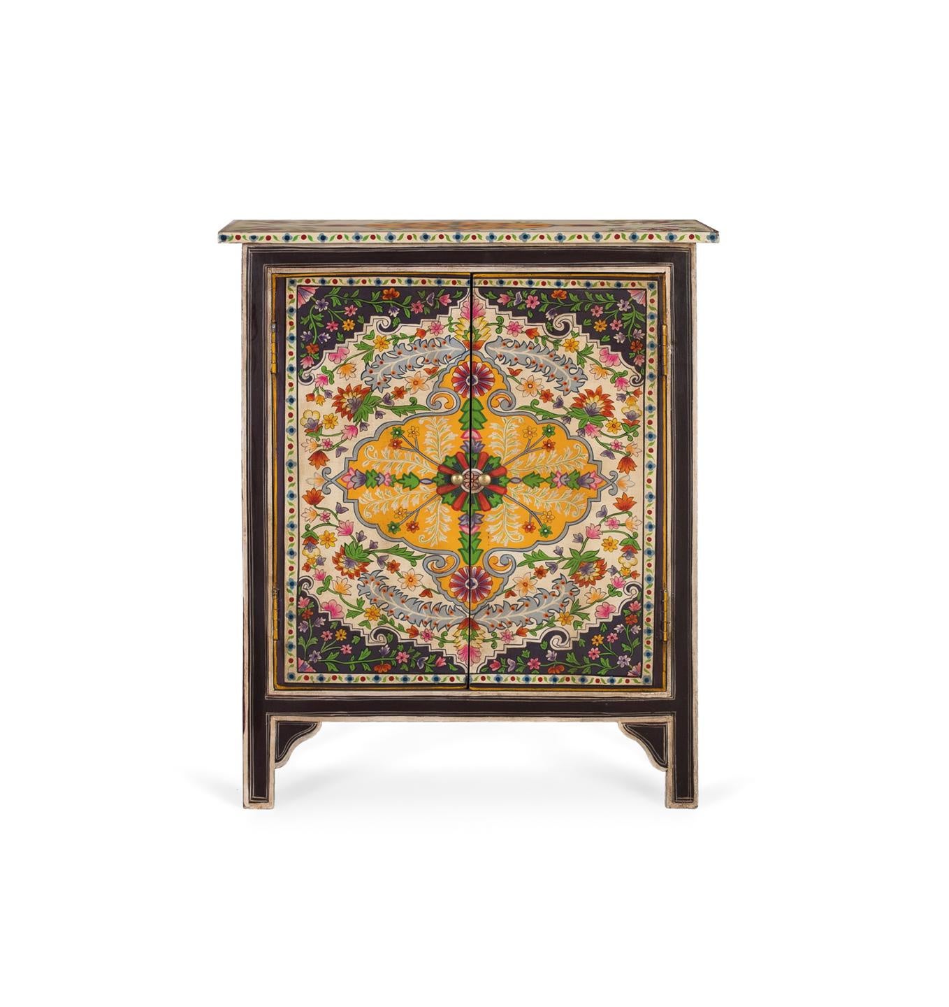 Mebel pomocniczy z drewna mango, płyta MDF 65 cm, styl rękodzielniczy etniczny, 77x65x33 GYC