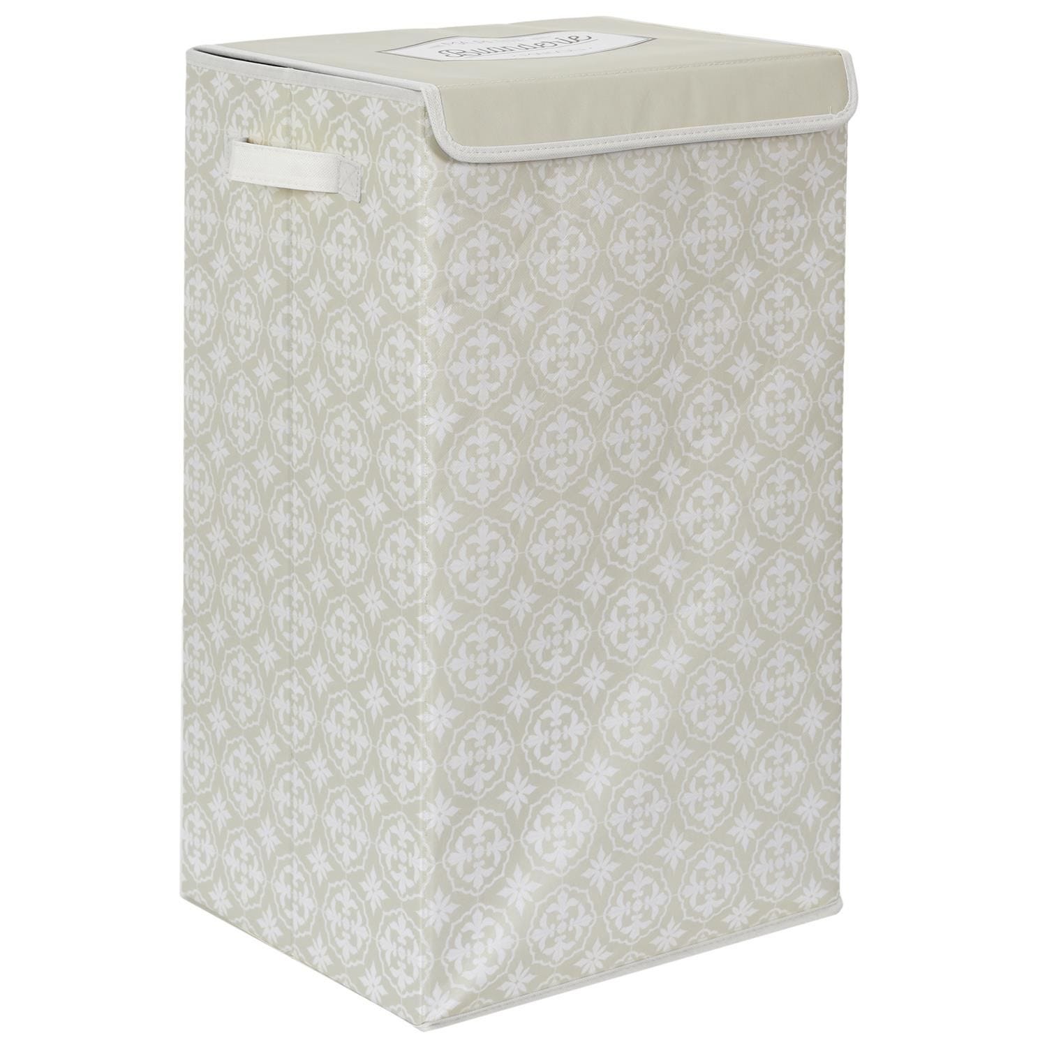Panier à Linge Pliable Beige Grande Capacité - Corbeille Oxford Avec Poignées Bois, Idéal Chambre Et Salle De Bain