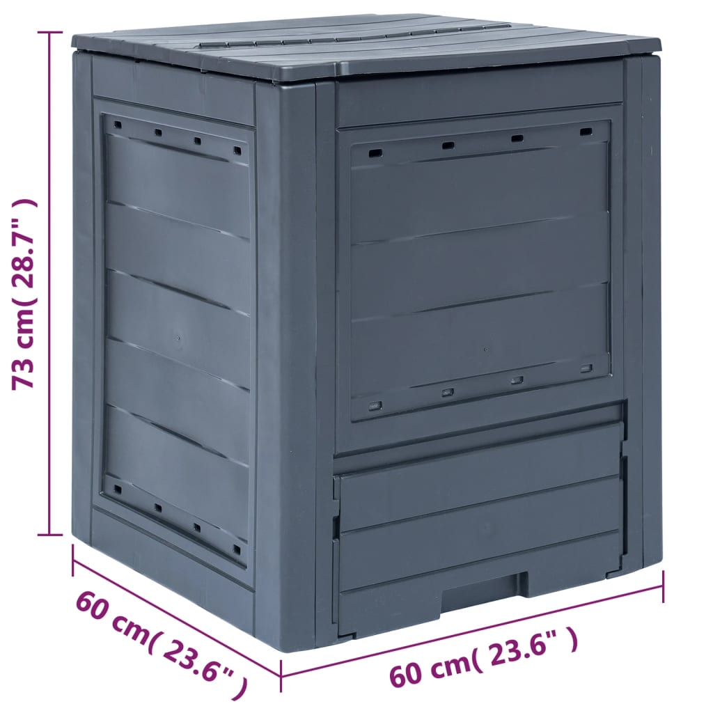 Compostador de jardín de 260 L gris, 60 × 60 × 73 cm - 7