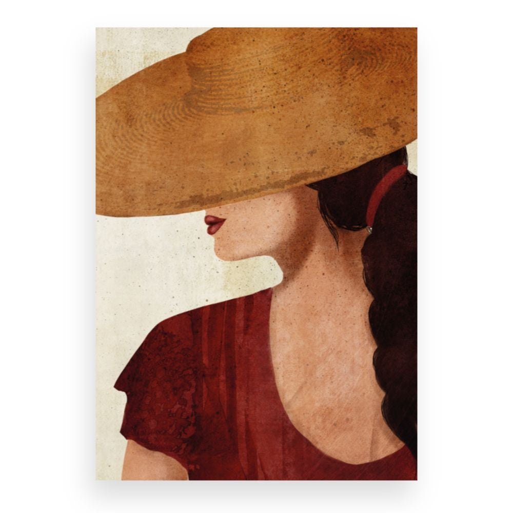 Toile Femme chapeau / 75x112cm / Fabriqué en France / DADA ART - 3