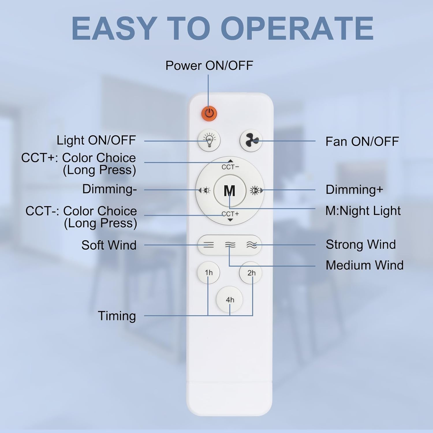 Ventilateur Plafond avec Lampe Inspire - 40W, Silencieux, Télécommande, Base E27 - 7